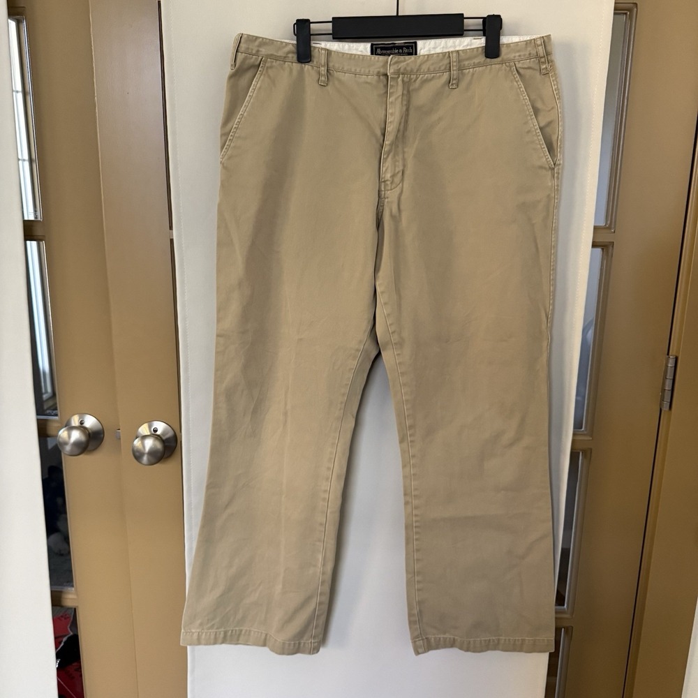Abercrombie & Fitch Women's 14 Beige Y2K Khaki Straight Leg Chino Pants Vintage